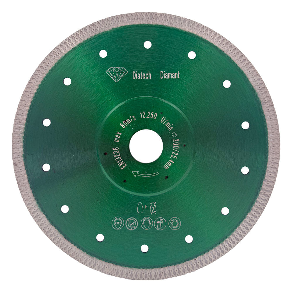Diamantklinga 200x25,4 mm - GRÖN - Flätad/Tunn - För kakel