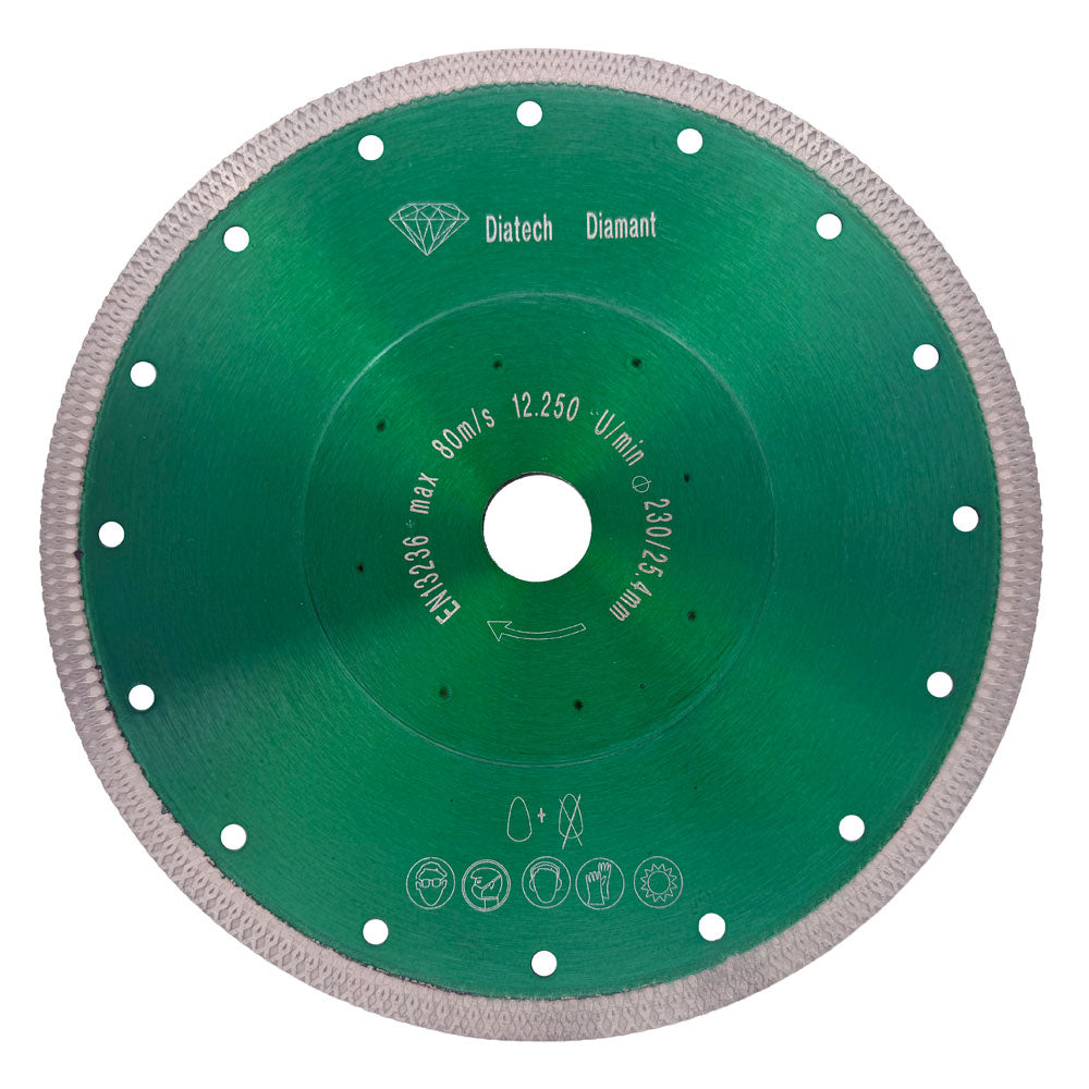 Diamantklinga 230x25,4 mm - GRÖN - Flätad/Tunn - För kakel