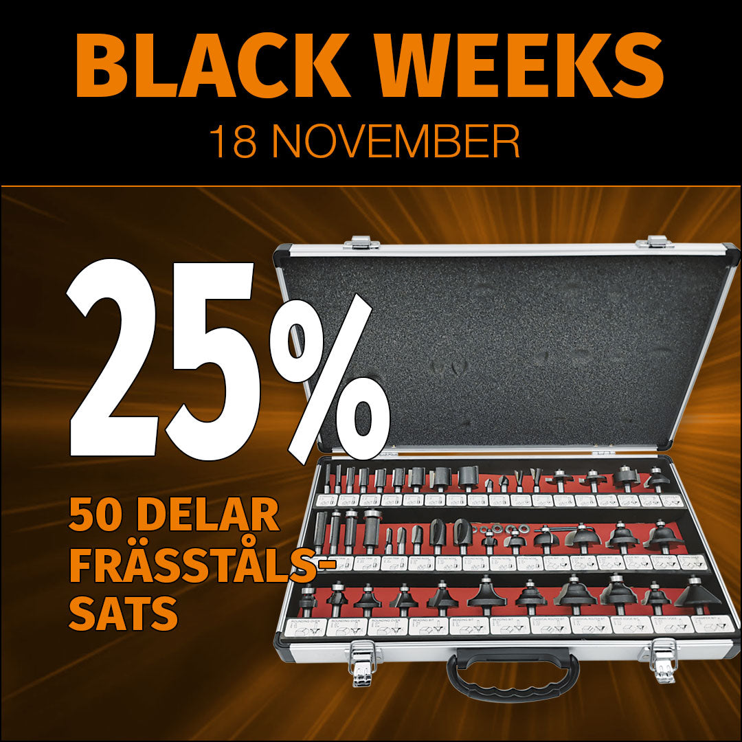 Frässtålssats 50 delar | Överfrässet med skaft 8mm | Proftool