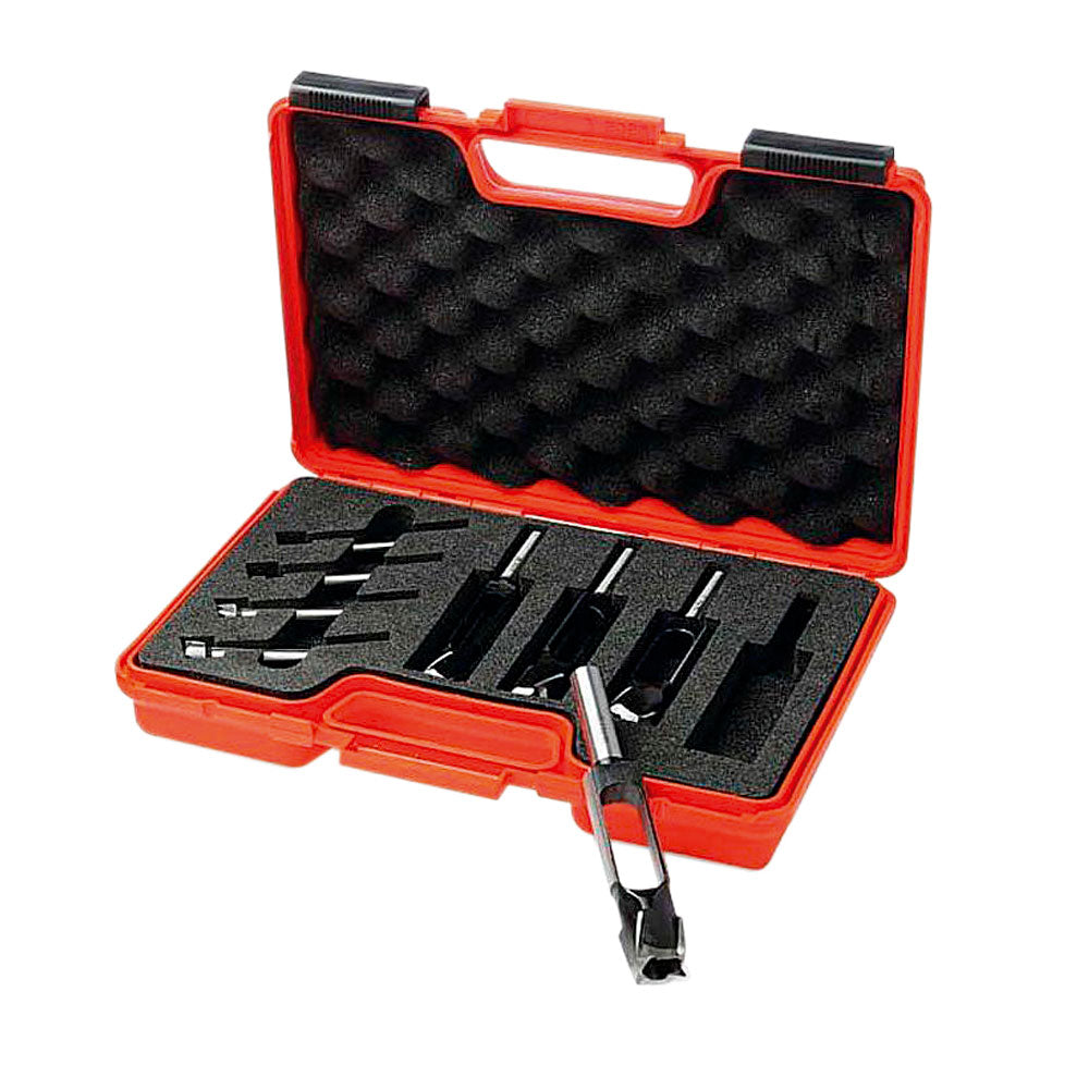 Tappborr-/Kvistborrset | 8+10+12+15mm | Verktygsstål | Skaft 10/13mm | Högerspiral