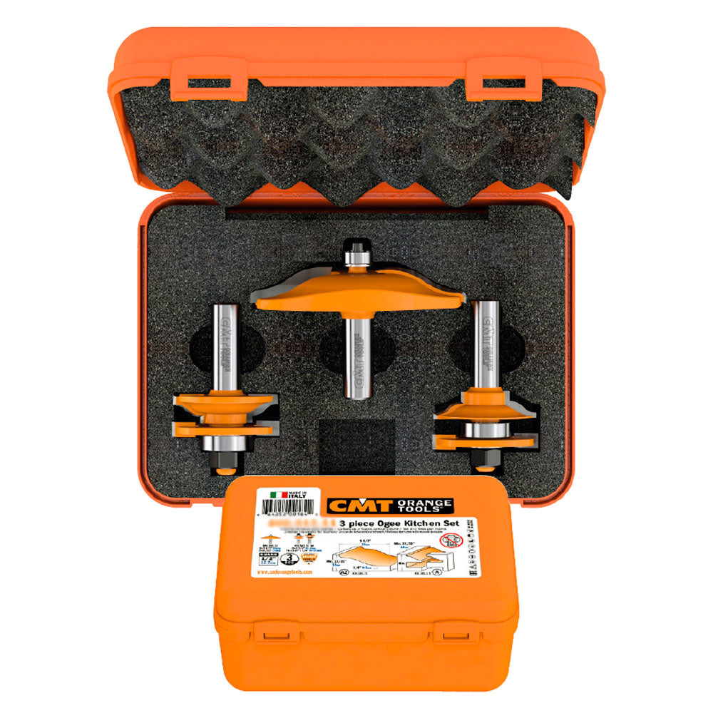 Frässtålssats 3 delar | Profil C Frässet Kökslådor och köksluckor | Skaft 12,7mm