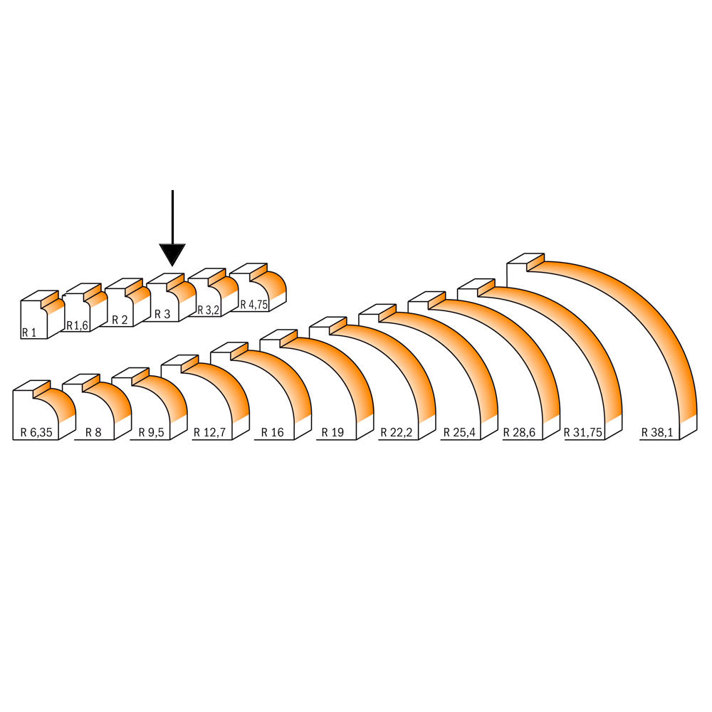 Avrundingsfräs 3,0mm radius | 8mm skaft