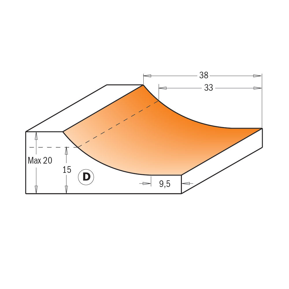 Frisfräs 89mm x 15mm | Profil D | 12mm skaft