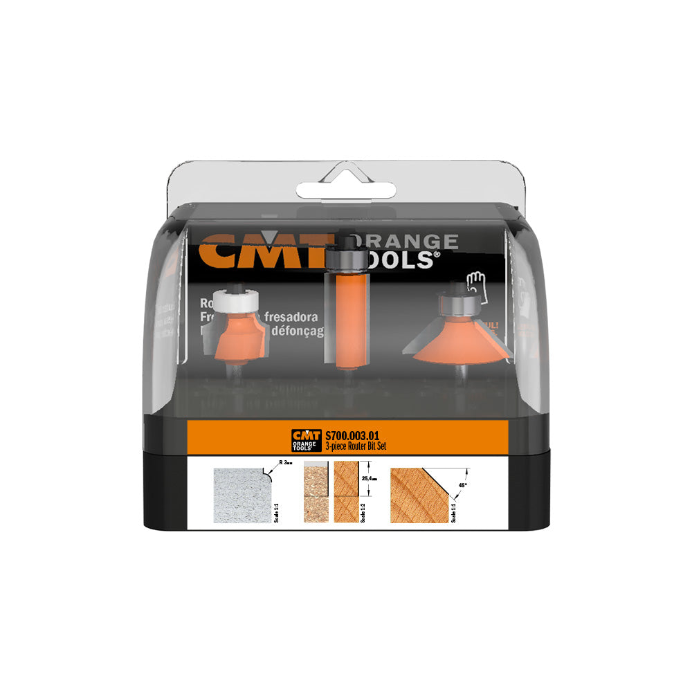 Frässtålssats 3 delar | Överfrässet | Skaft 6mm