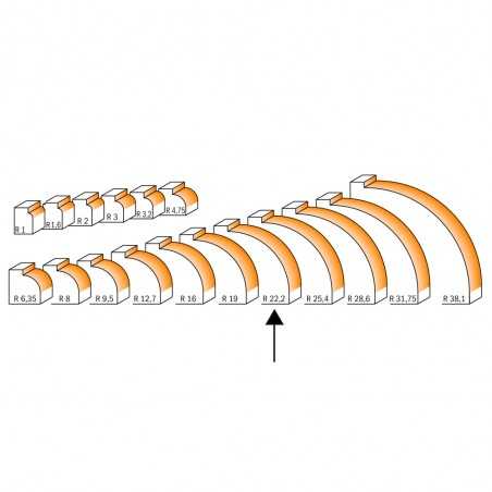 Avrundingsfräs 22,2mm radius | 12mm skaft