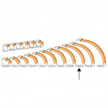 Avrundingsfräs 28,6mm radius | 12mm skaft