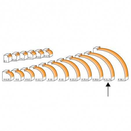Avrundingsfräs 31,75mm radius | 12mm skaft