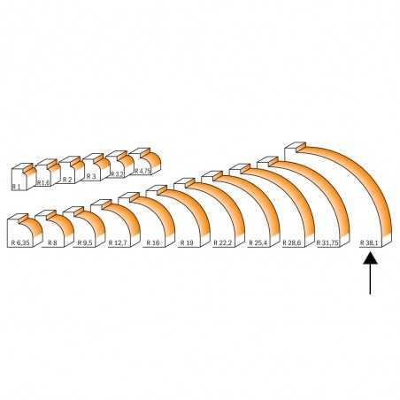 Avrundingsfräs 38,1mm radius | 12mm skaft