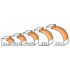 Frässats Avrunding 5 delar | Storlekar R3,2+R4,8+R6,4+R9,5+R12,7 | Skaft 8mm