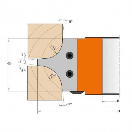 Konkava Multiradiushuvud R15/20 D143x25x30