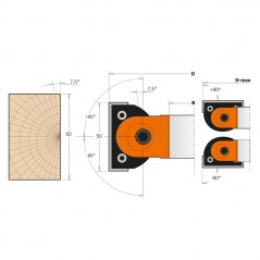 Justerbar Fas Kutterhuvud D160x50x30 Z2 (+ -90 °)