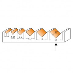 V-Notfräs 19 mm x 16mm | 90° | 6mm skaft