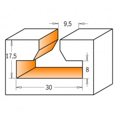 T-Spårfräs 30mm x 17,5mm | Skaft 8mm