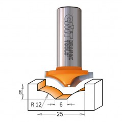 Profilfräs 25mm x 8mm | R12 | 8mm skaft