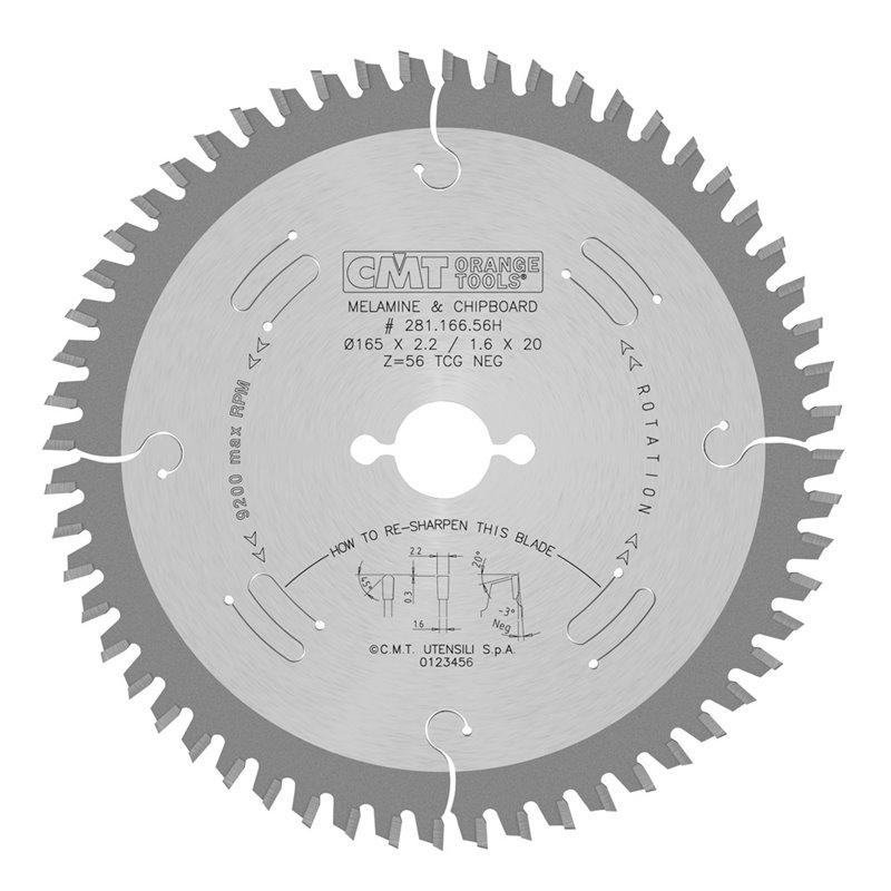 Sågklinga 165mm x 2,2mm x 20mm Z56 TF Neg