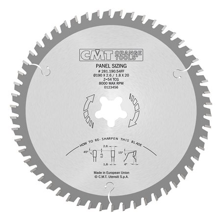 Sågklinga 190mm x 2,6mm x FF Z54 TF