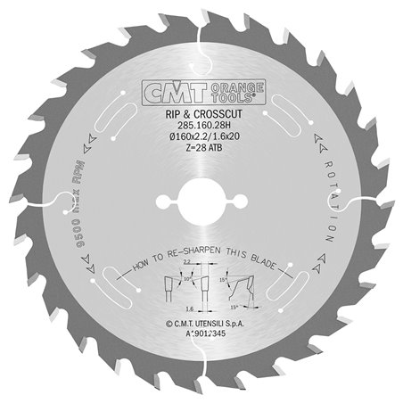 Sågklinga 160mm x 2,2mm x 20mm Z28 W