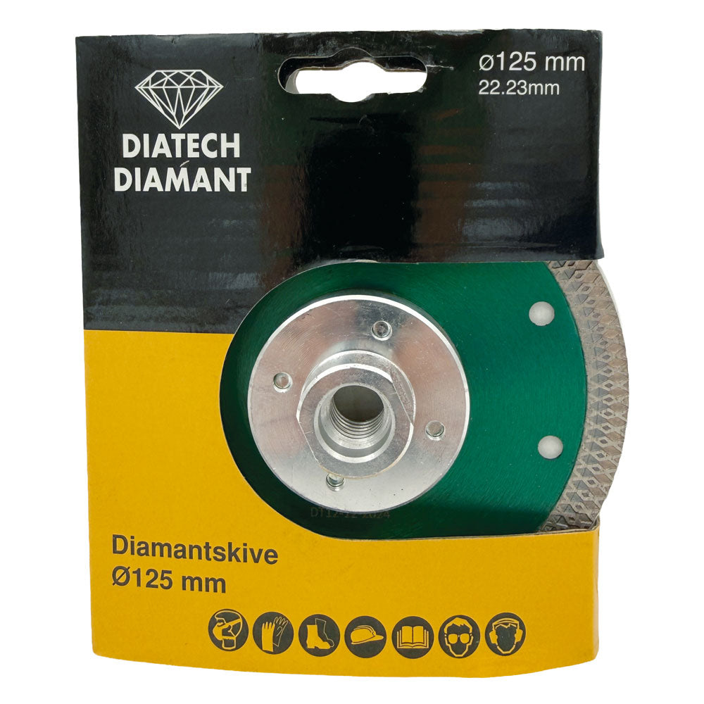 Diamantklinga 125 mm M14 - GRÖN - med fläns - För keramiska plattor