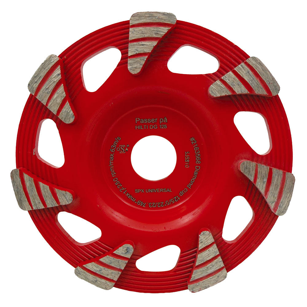 Slipskål 125x22,2 mm - RÖD - För hård betong - SPX
