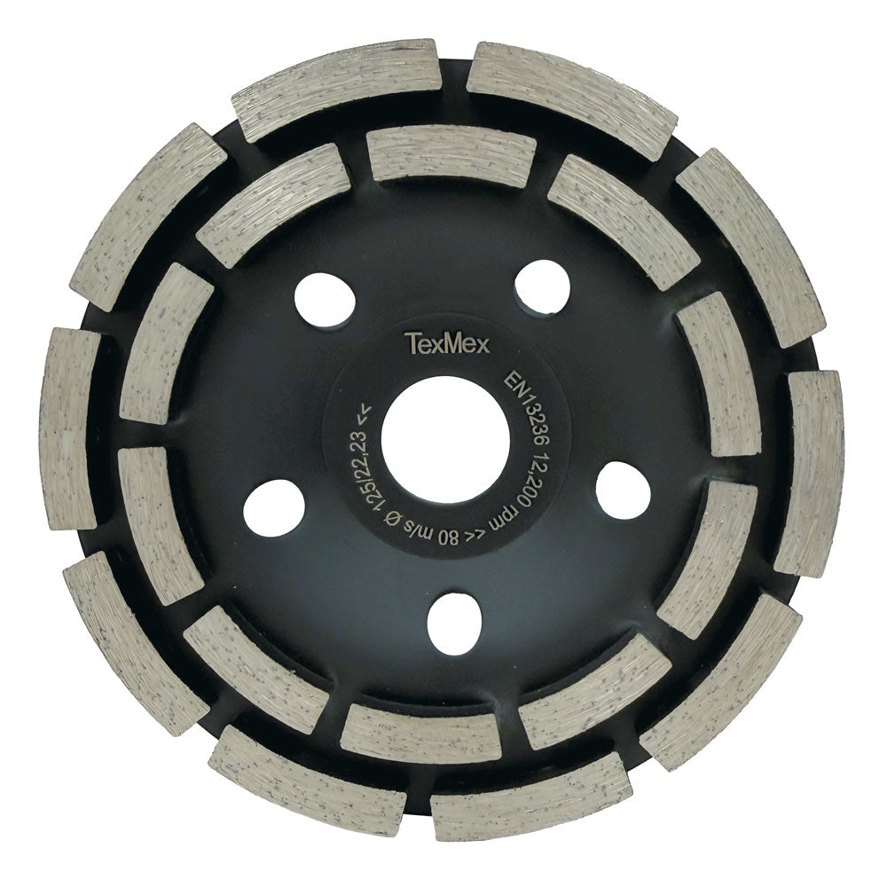 Slipskål 125x22,2 mm - SVART - För mjuk betong - Dubbelrad - Economy