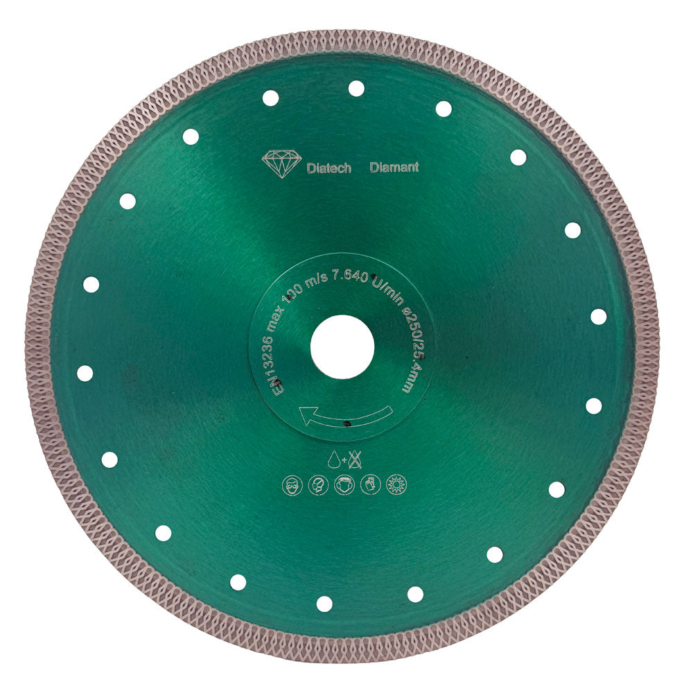 Diamantklinga 250x25,4 mm - GRÖN - Flätad/Tunn - För kakel
