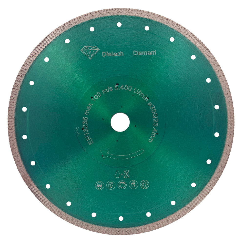 Diamantklinga 300x25,4 mm - GRÖN - Segmenterad/Tunn - För kakel