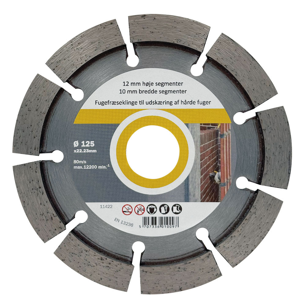 Fogklinga DIA 125x10x22,2 mm – 12 mm segment