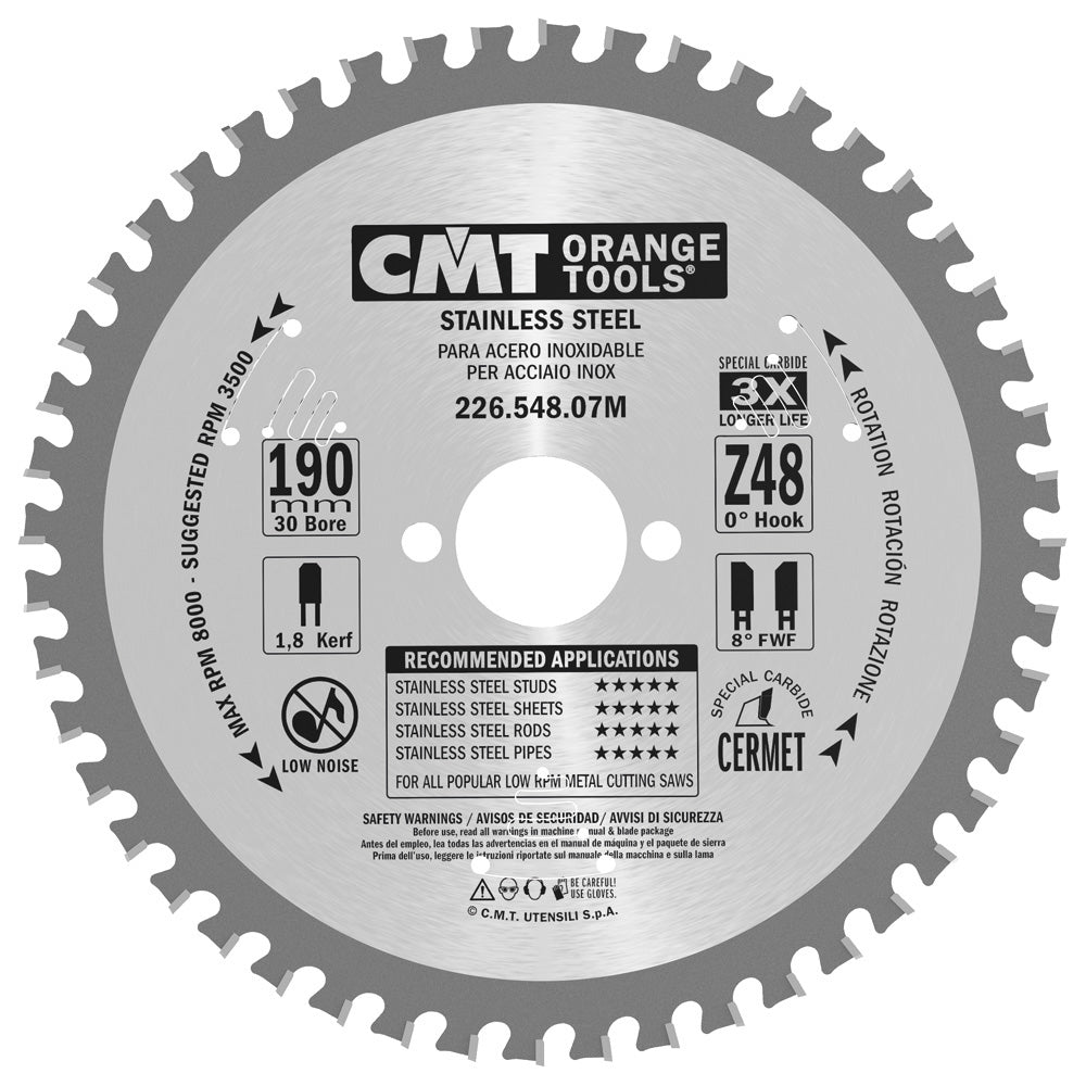 Sågklinga 190mm x 1,8mm x30mm Z48 till Rostfritt Stål