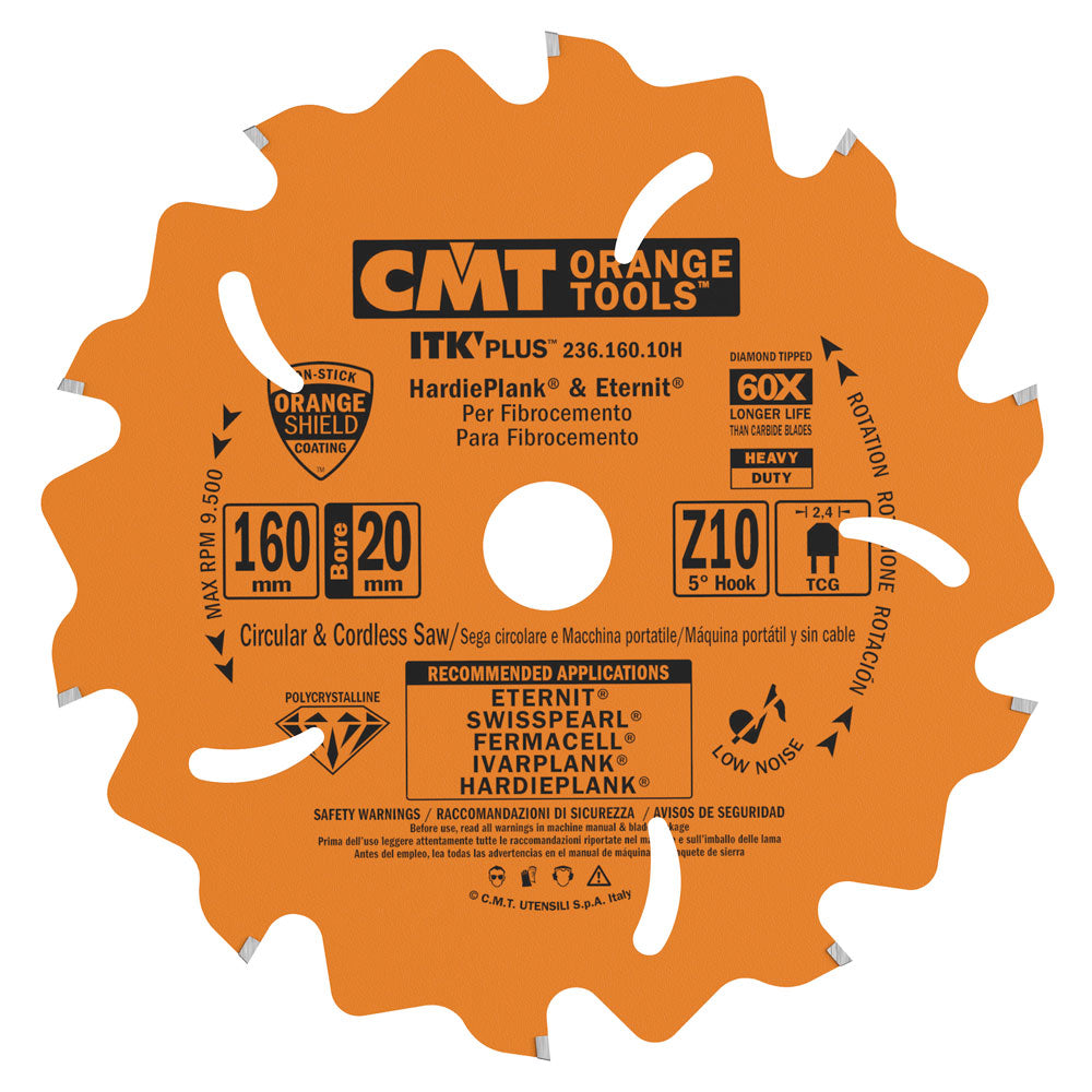 Sågklinga PCD för fibercement 160mm x 2,4mm x 20mm Z10 F