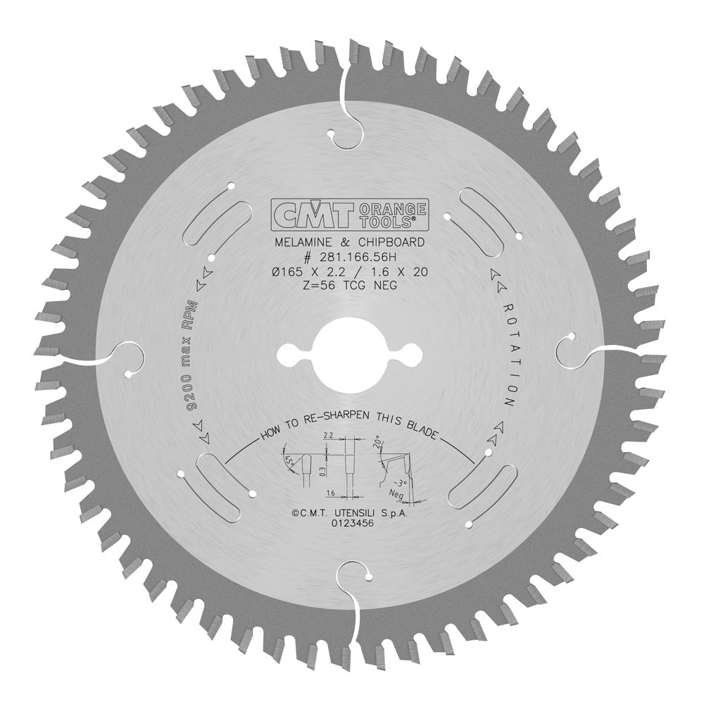 Sågklinga 165mm x 2,2mm x 20mm Z56 TF Neg