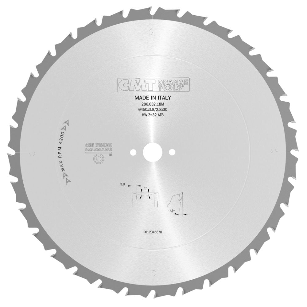 Sågklinga 450mm x 3,8mm x 30mm Z32 WB