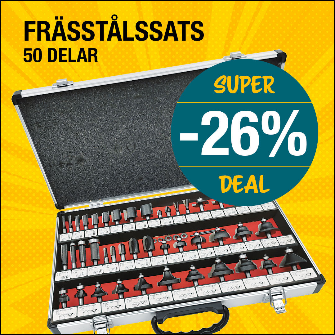 Frässtålssats 50 delar | Överfrässet med skaft 8mm | Proftool