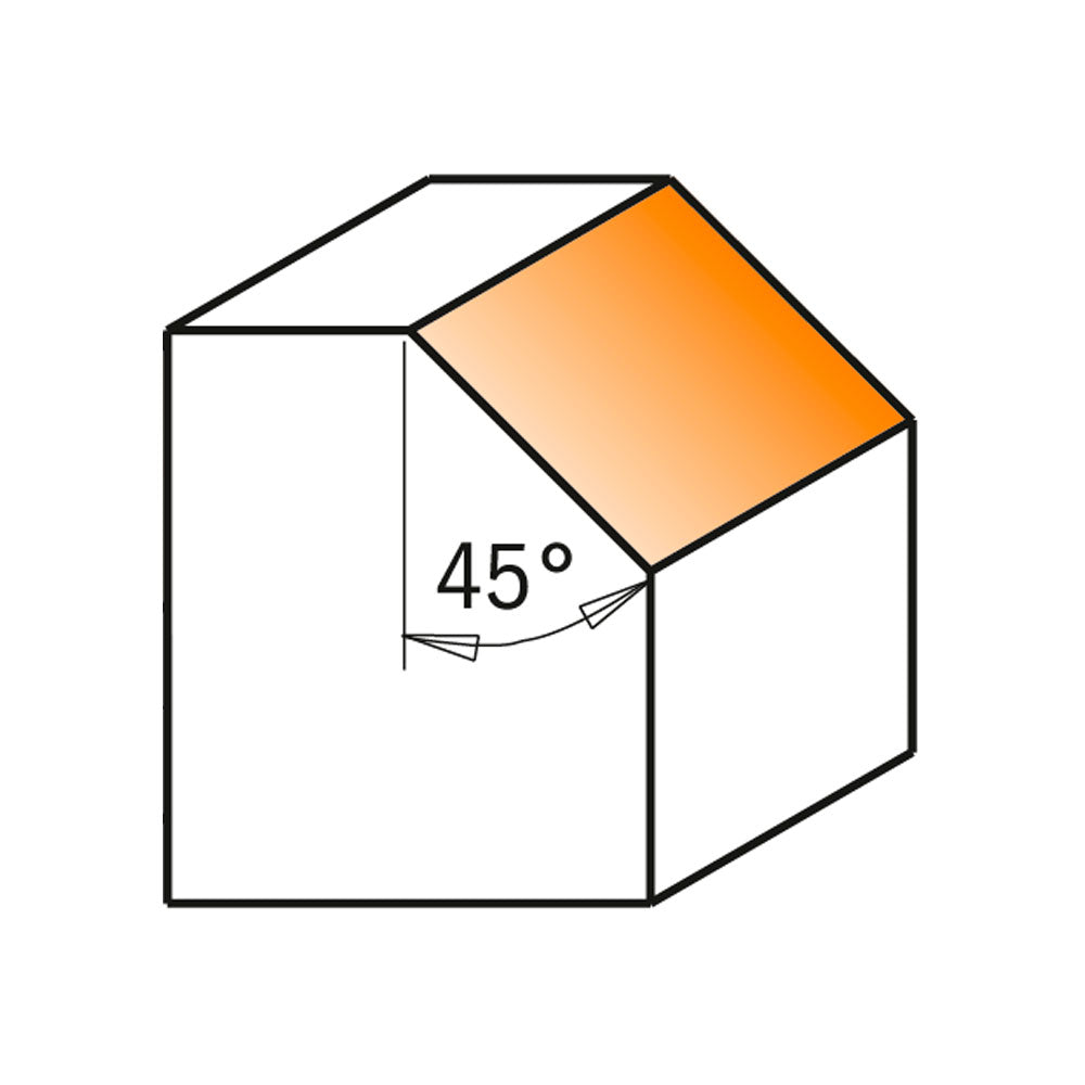 Fasfräs 45 grader | 25mm x 8mm | 6mm skaft | Utan kullager