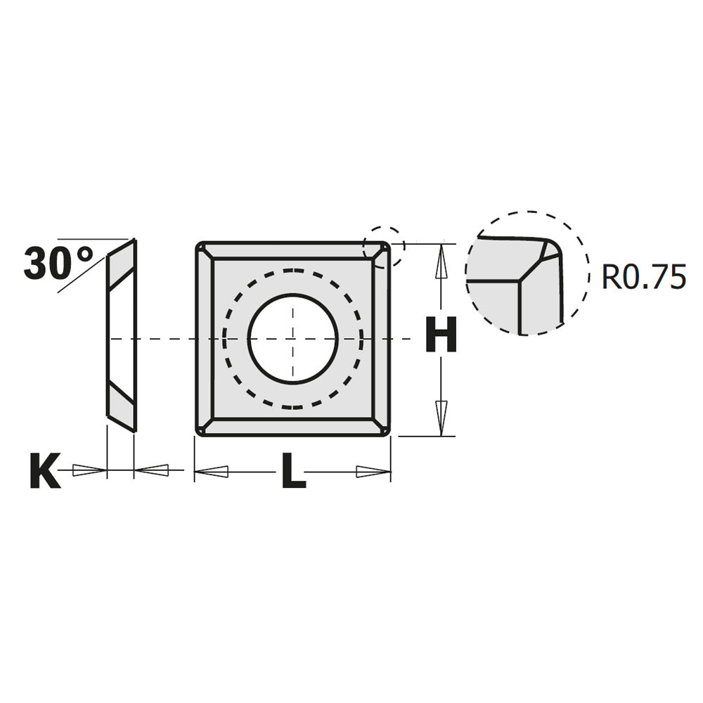 Vänd frässkär 12mm x 12mm x 1,5mm - med avrundning