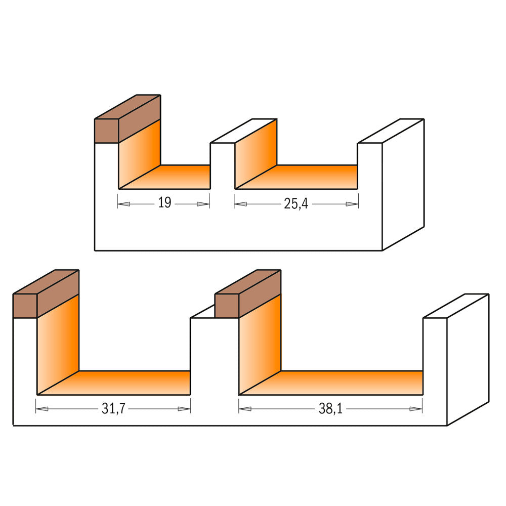 Planfräs 19mm x 9,5mm  | 12,7mm skaft