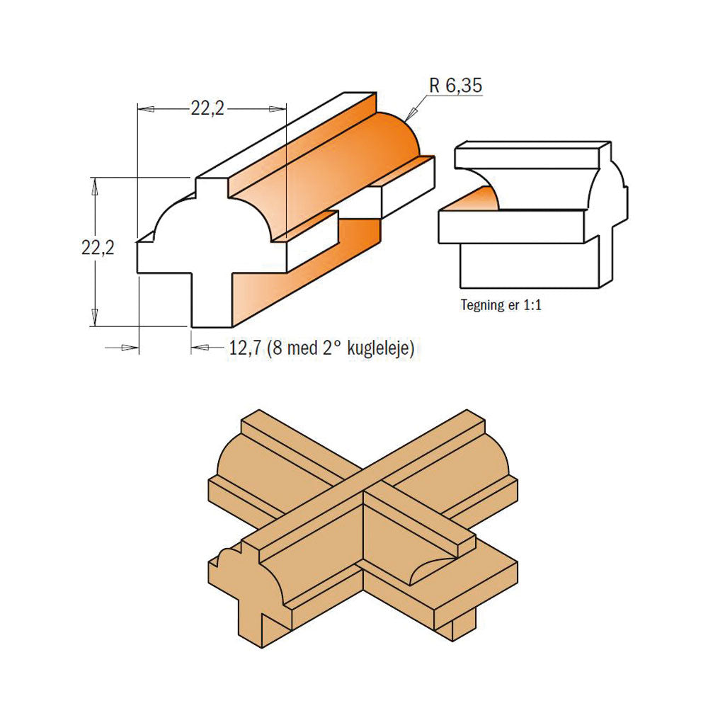 Frässtålssats 3 delar | Fönster och glas set till fönsterspröjs | Skaft 8mm