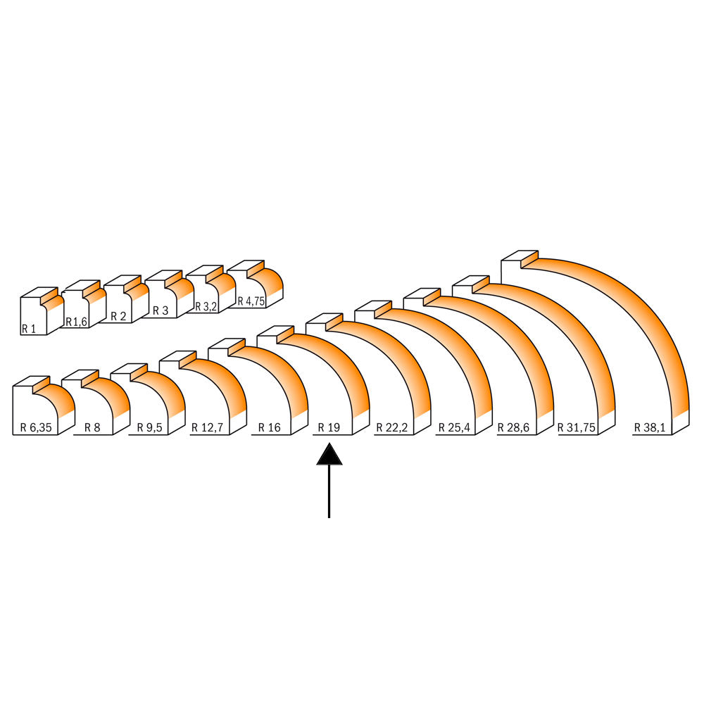 Avrundingsfräs 19mm radius | 12mm skaft