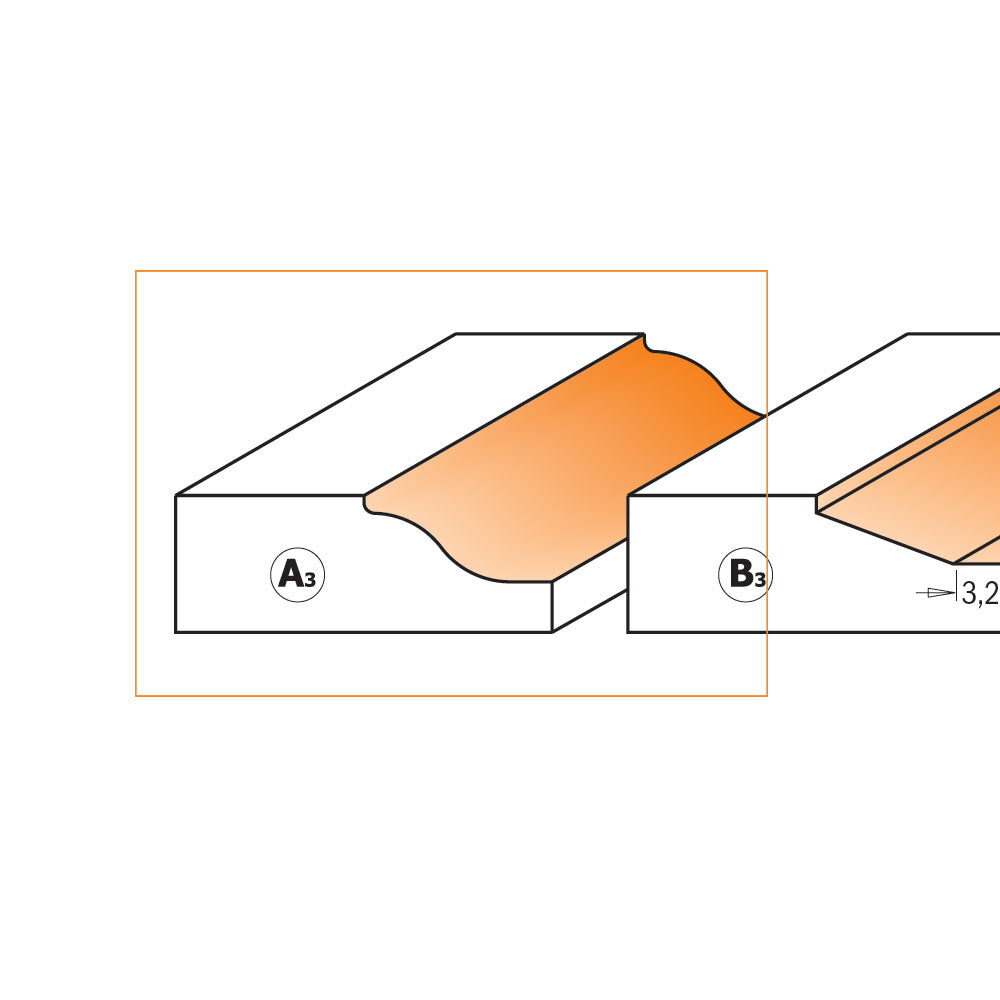 Frisfräs 47,6mm x 10mm | Profil A | 8mm skaft